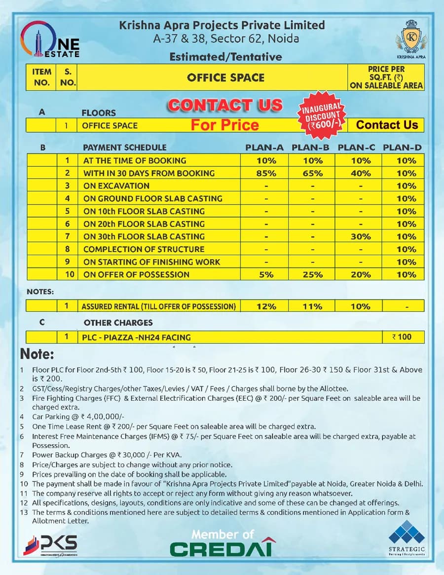 Oneestate-office-price-list